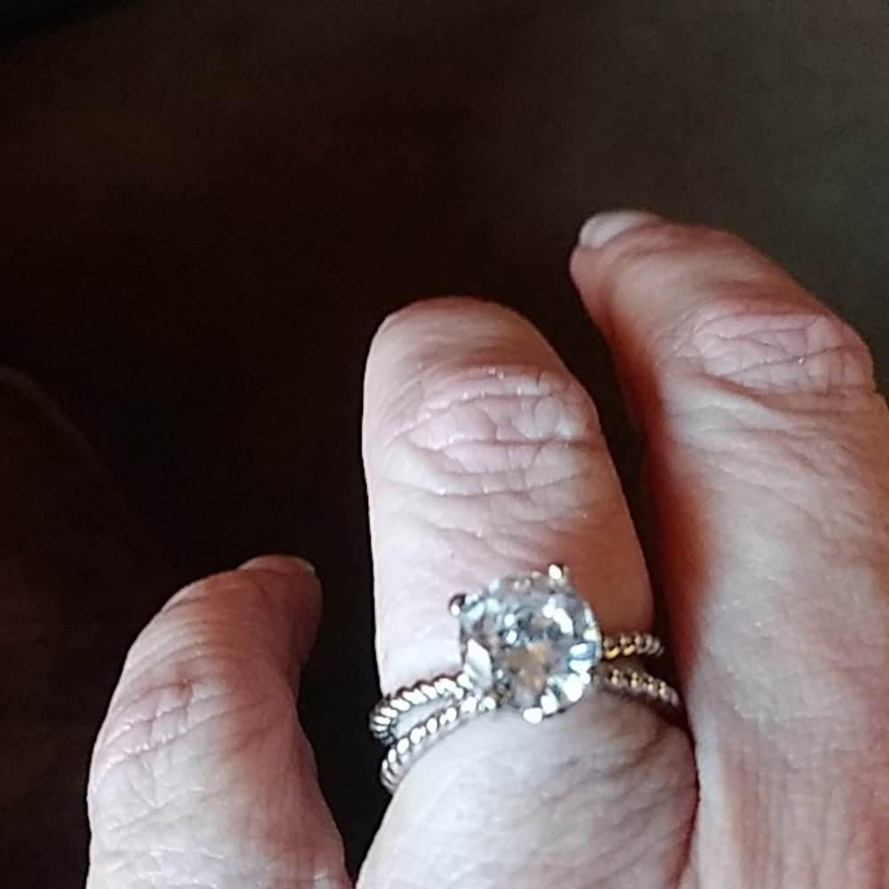 Sz 5.5 Silver Crystal Ring